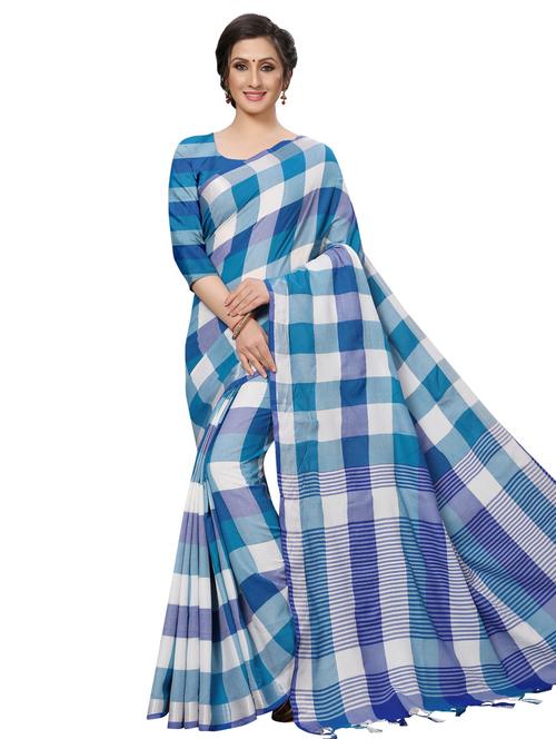 chekered banarasi saree with blouse - 16531824 - Very Small Image - 1