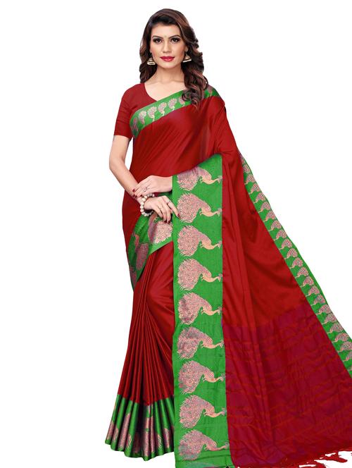 solid banarasi saree with blouse - 16531831 - Very Small Image - 1