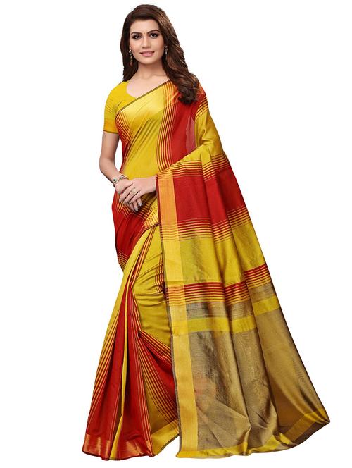 stripes banarasi saree with blouse - 16531865 - Very Small Image - 1