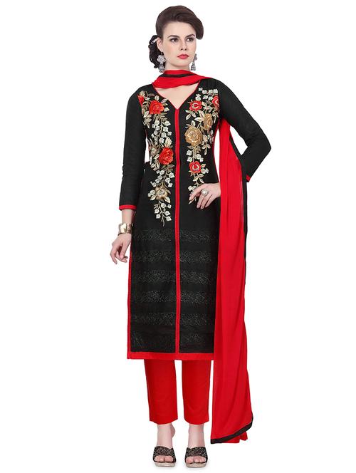 embroidered suits semi-stitched suit - 16532015 - Very Small Image - 1