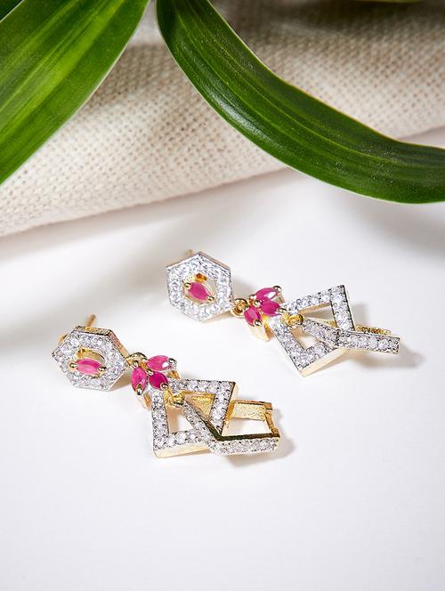 pink metal drop earring - 16532383 - Very Small Image - 1