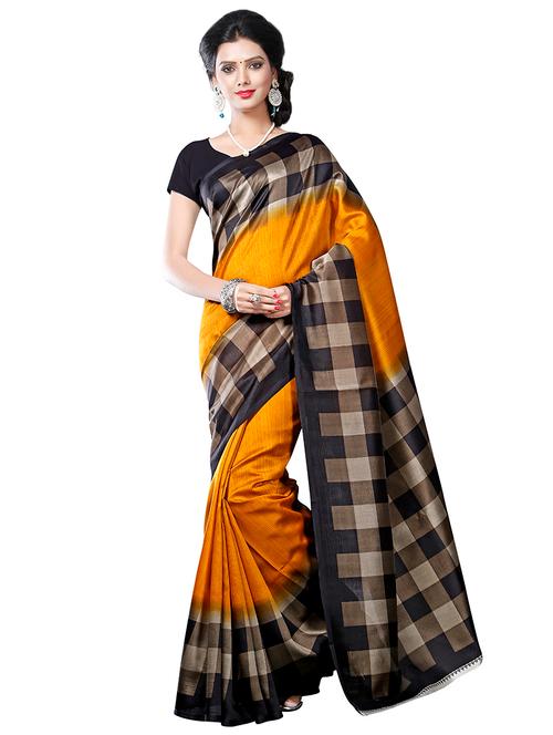 checkered printed saree with blouse - 16532505 - Very Small Image - 1