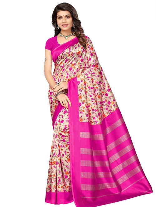 floral printed saree with blouse - 16532508 - Very Small Image - 1
