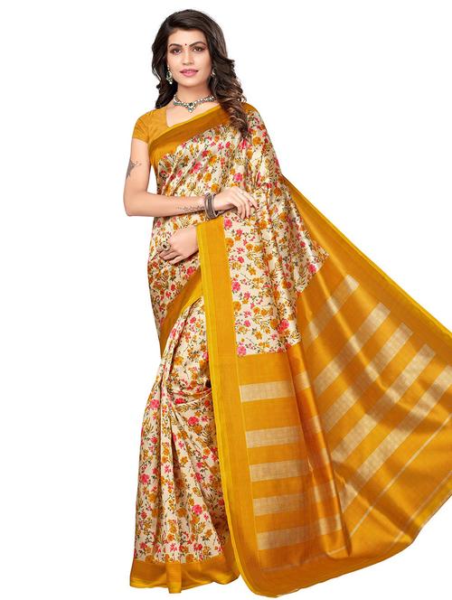 floral printed saree with blouse - 16532510 - Very Small Image - 1