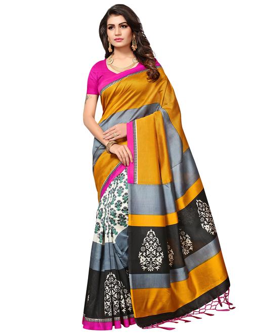 floral printed saree with blouse - 16532543 - Very Small Image - 1