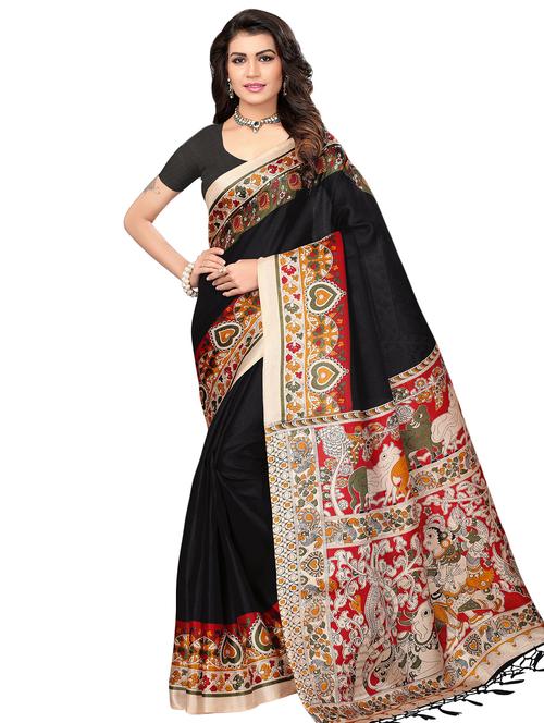 kalamkari printed saree with blouse - 16532547 - Very Small Image - 1
