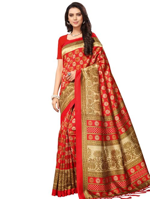 floral printed saree with blouse - 16532550 - Very Small Image - 1