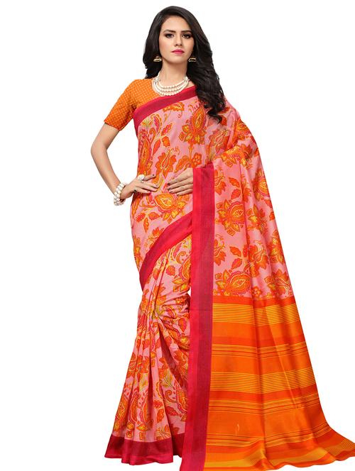 floral printed saree with blouse - 16532566 - Very Small Image - 1
