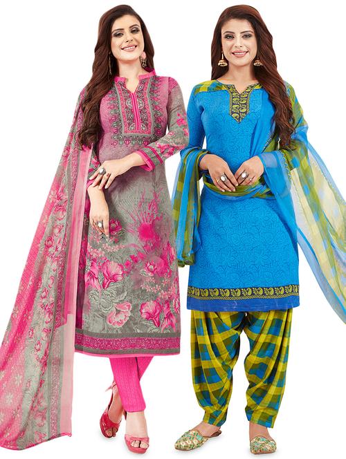 printed unstitched suit combo - 16532662 - Very Small Image - 1