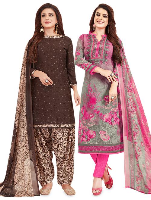 printed unstitched suit combo - 16532664 - Very Small Image - 1