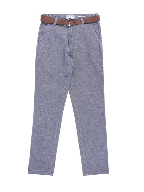 dark blue cotton blend casual trouser - 16533627 - Very Small Image - 1