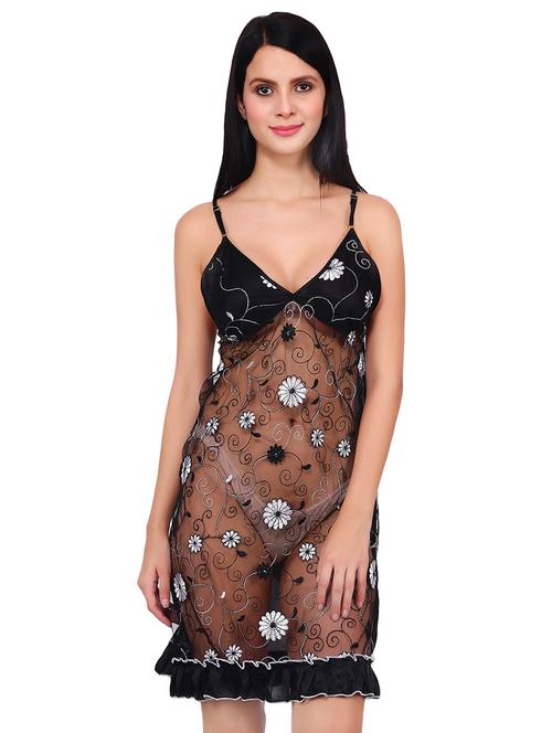 cami neck floral embroidered babydoll - 16533917 - Very Small Image - 1