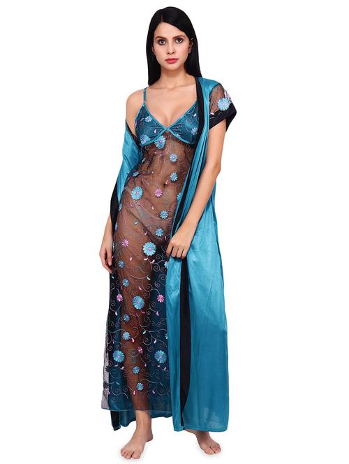 floral embroidered nightwear set - 16533924 - Very Small Image - 1