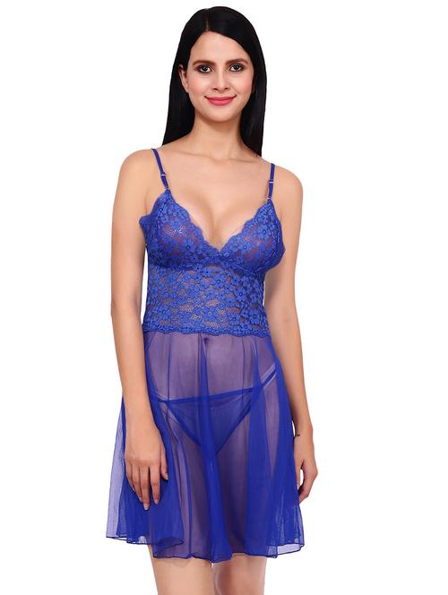 floral lace sheered babydoll - 16533927 - Very Small Image - 1