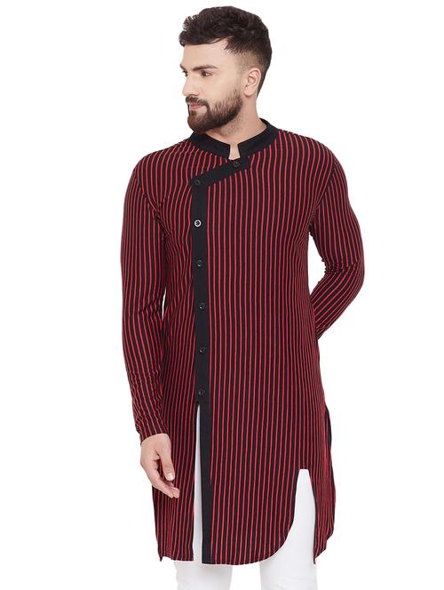 red striped asymmetric kurta - 16534192 - Very Small Image - 1