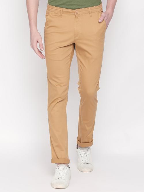 beige solid chinos - 16534738 - Very Small Image - 1