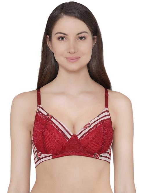 floral lace detail striped t-shirt bra - 16535847 - Very Small Image - 1