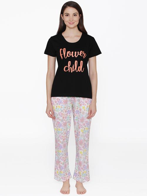 round neck floral pyjama set - 16535903 - Very Small Image - 1