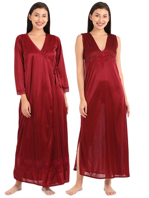 floral lace sleepshirts & nighty set - 16535919 - Very Small Image - 1