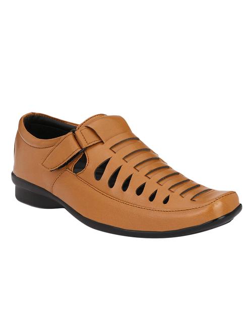 biggie tan leatherette back strap sandals - 16537349 - Very Small Image - 1