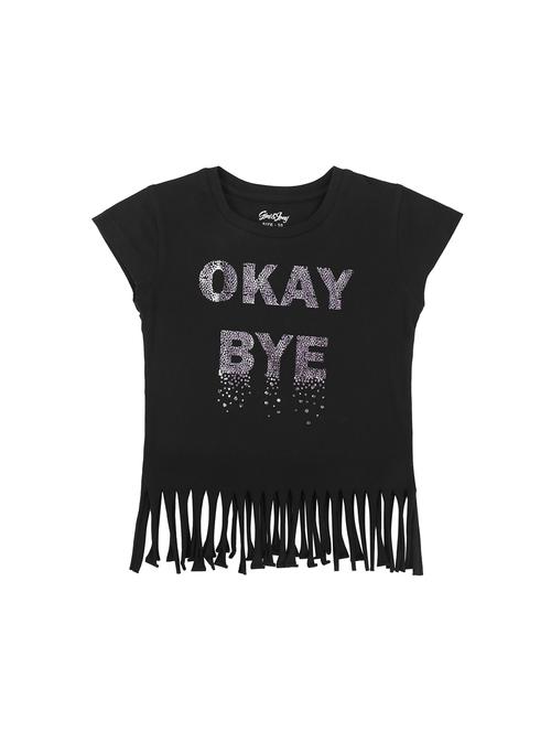 cap sleeve fringed hem top - 16537608 - Very Small Image - 1