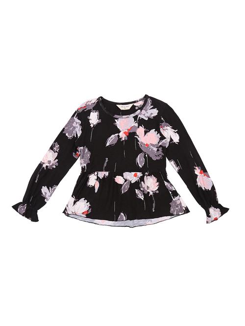 flared hem floral print top - 16537618 - Very Small Image - 1