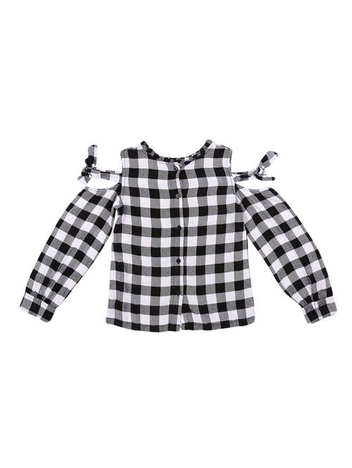 cold shoulder checkered top - 16537627 - Very Small Image - 1