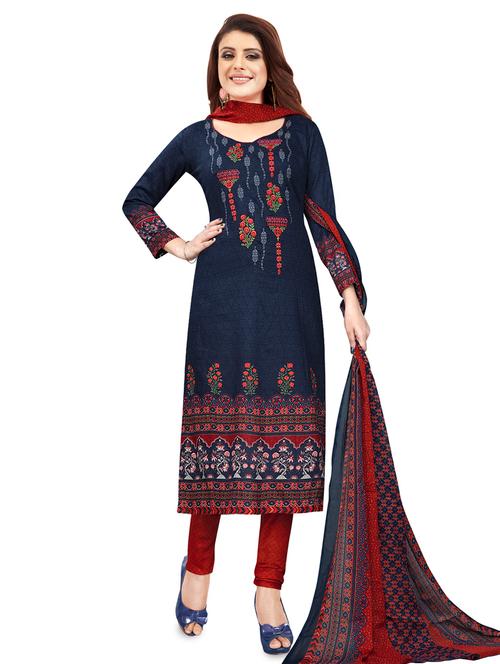 floral churidaar unstitched suit - 16538030 - Very Small Image - 1