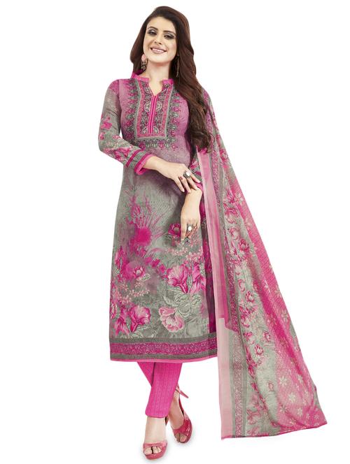 floral churidaar unstitched suit set - 16538035 - Very Small Image - 1