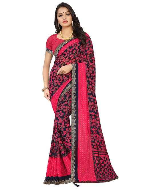 floral printed saree with blouse - 16538223 - Very Small Image - 1