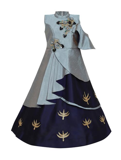 grey silk blend party gown - 16539147 - Very Small Image - 1