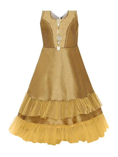 gold silk blend party gown - 16539163 - Very Small Image - 1