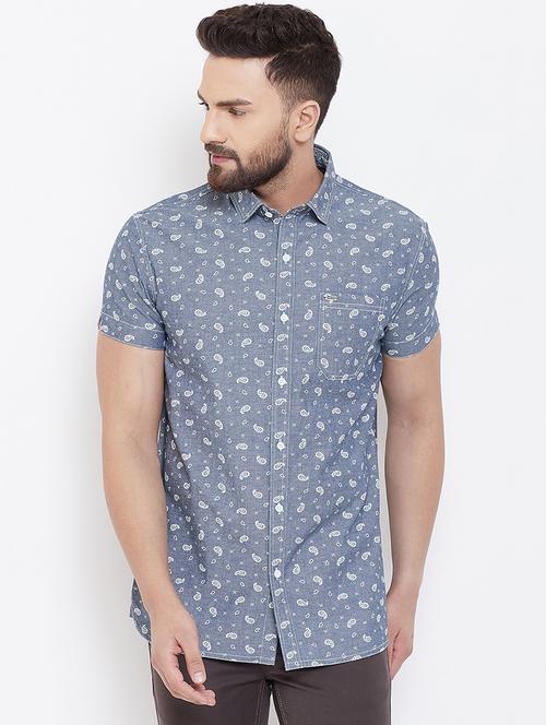 grey denim casual shirt - 16539715 - Very Small Image - 1