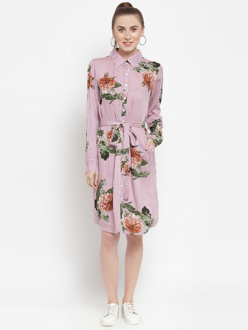 tie front striped shirt dress - 16539866 - Very Small Image - 1