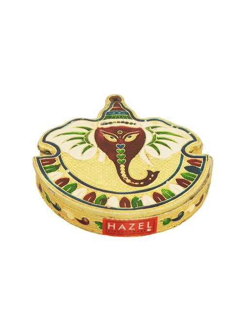 plastic ganpati bappa shape haldi kumkum box - 16540126 - Very Small Image - 1