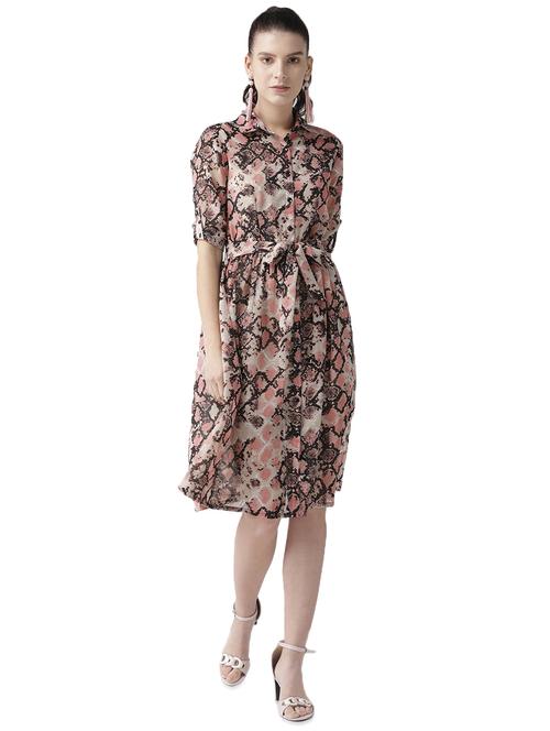 tie front snake print a-line dress - 16540144 - Very Small Image - 1