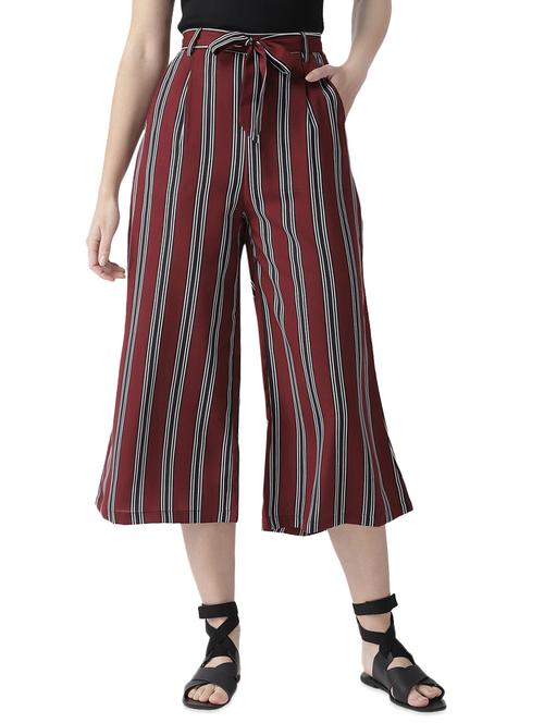 tie up waist striped culottes - 16540238 - Very Small Image - 1