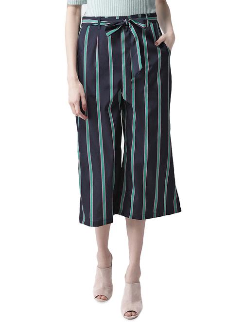 tie up waist striped culottes - 16540240 - Very Small Image - 1