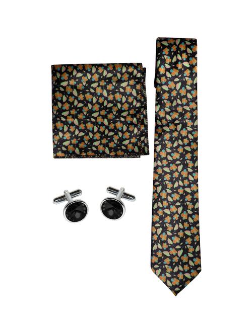 multi colored micro fiber tie, pocket square and cuff links combo - 16541814 - Very Small Image - 1