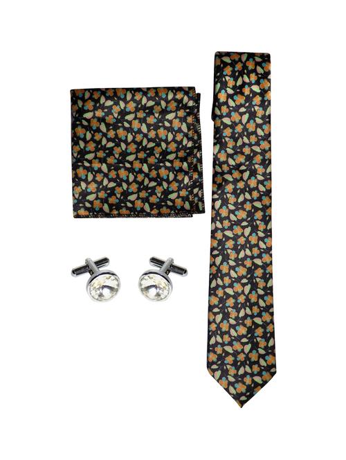multi colored micro fiber tie, pocket square and cuff links combo - 16541815 - Very Small Image - 1