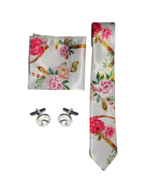 multi colored micro fiber tie, pocket square and cuff links combo - 16541821 - Very Small Image - 1