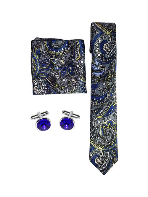 multi colored micro fiber tie, pocket square and cuff links combo - 16541841 - Very Small Image - 1