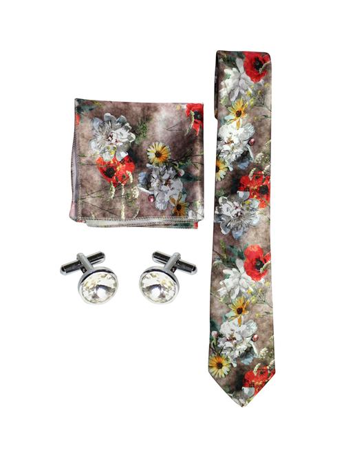 multi colored micro fiber tie, pocket square and cuff links combo - 16541850 - Very Small Image - 1
