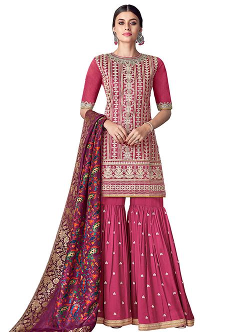 embroidered semi-stitched suit - 16542390 - Very Small Image - 1