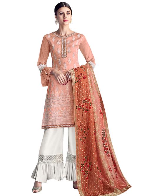 embroidered semi-stitched suit - 16542395 - Very Small Image - 1