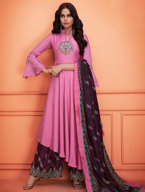embroidered semi-stitched suit - 16542405 - Very Small Image - 1