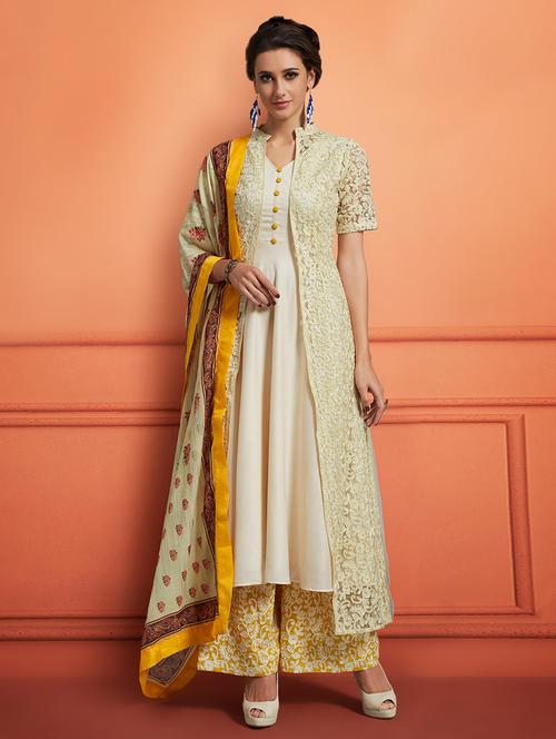 embroidered semi-stitched suit - 16542406 - Very Small Image - 1