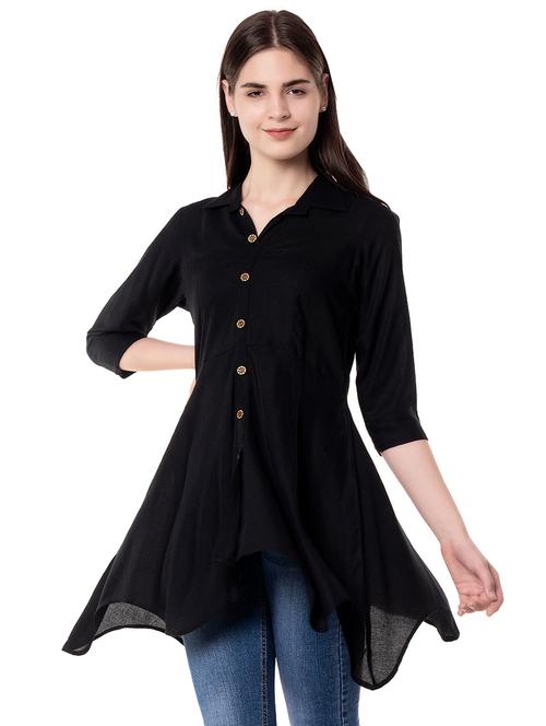 shirt collar flared tunic - 16542560 - Very Small Image - 1