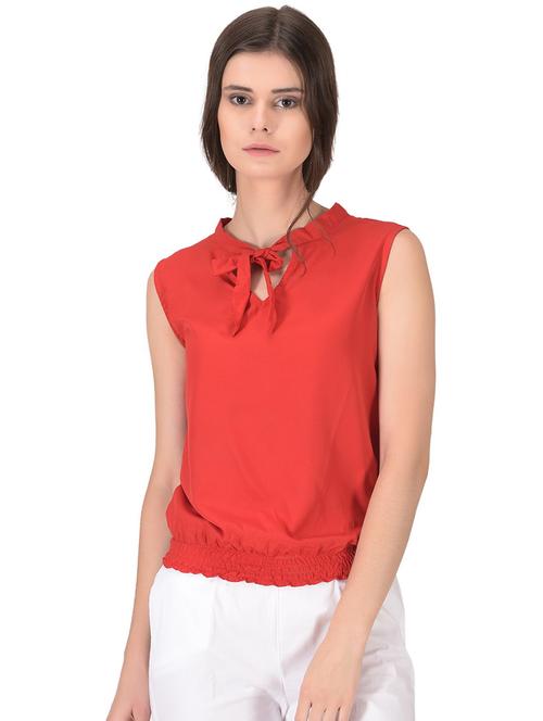 tie up neck blouson top - 16542906 - Very Small Image - 1
