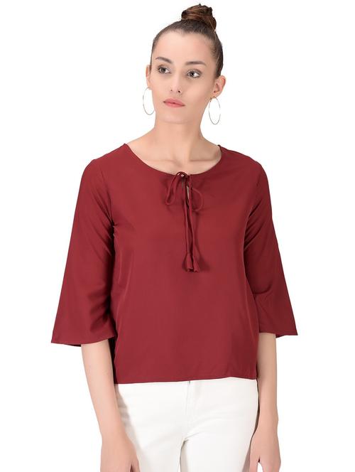 tie up neck solid top - 16542918 - Very Small Image - 1